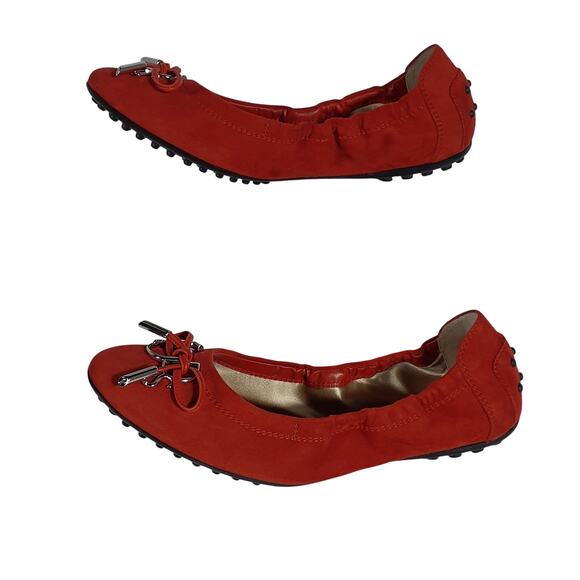 Tod's Embellished Red Ballet Shoes Size EU 36 / US 6 - Picture 2 of 6